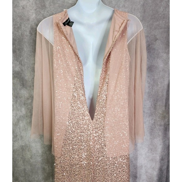 Candalite Dress Formal Maxi Blush Pink Sequins Womens Size XL Overlay NWT - Picture 9 of 12